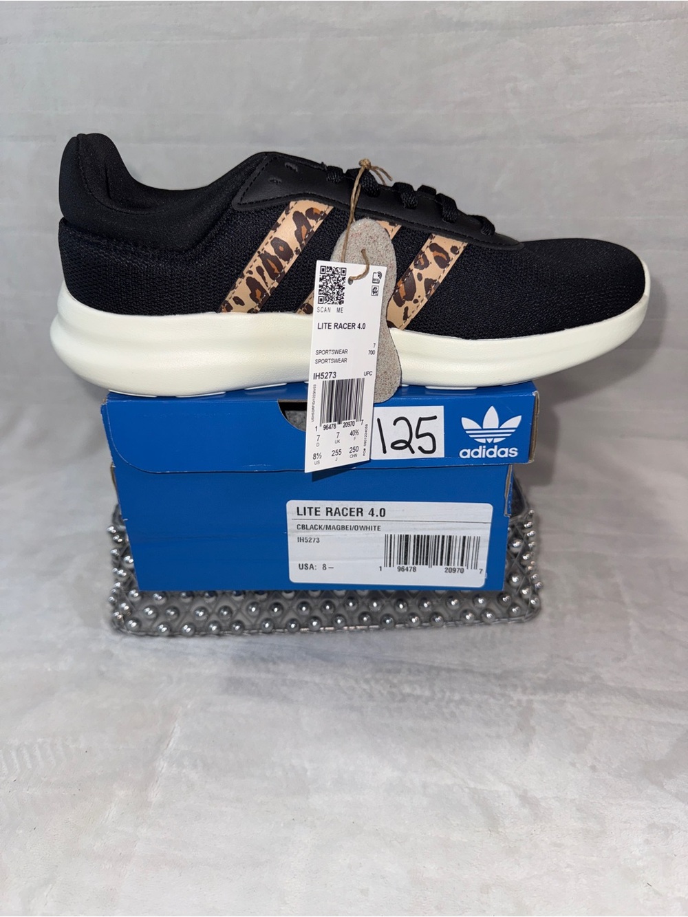 Adidas Lite Racer 4.0 Black Leopard Sz 7 Mens/8.5 Womens IH5273 - Picture 6 of 15
